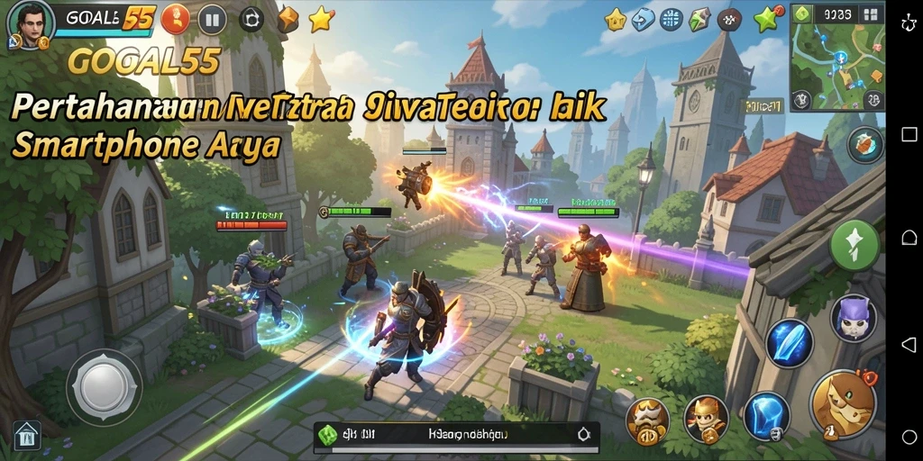 Screenshot GOAL55 menunjukkan aksi seru dari gameplay Tower Defense yang menegangkan.
