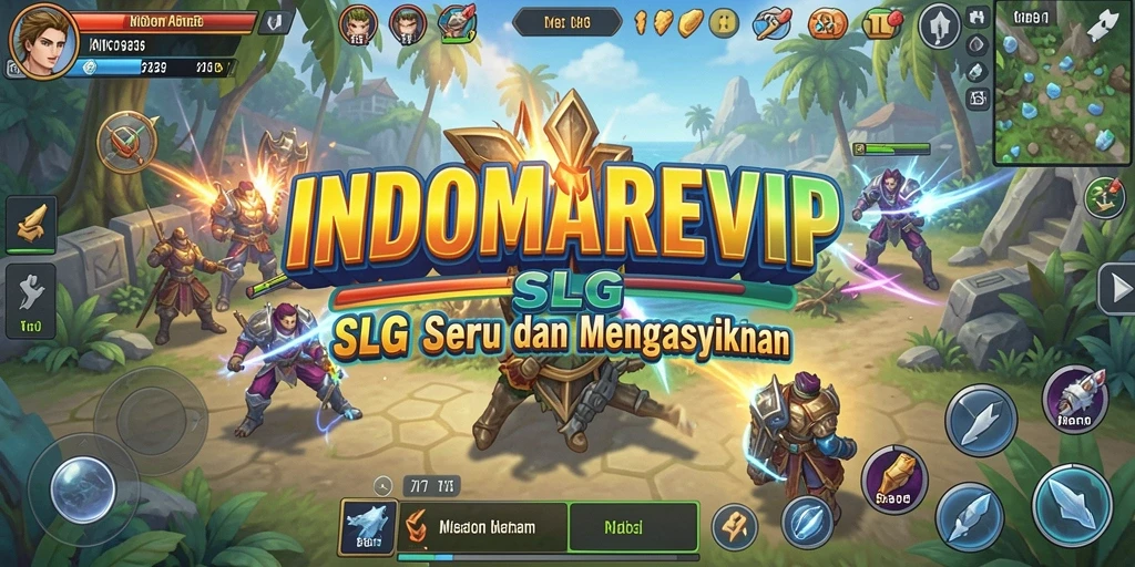Screenshot gameplay INDOMAREVIP menampilkan aksi strategi SLG yang mendebarkan.