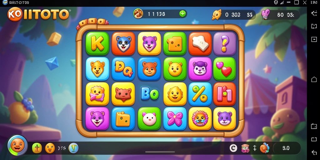 Screenshot gameplay KOITOTO, menampilkan permata yang sedang dicocokkan.