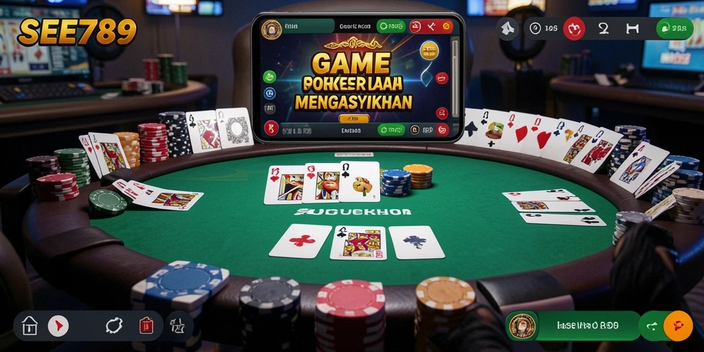 Tampilan menyenangkan dari gameplay poker di SEE789.
