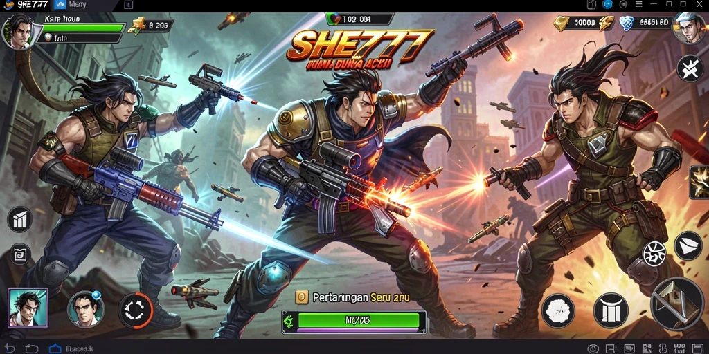 Tampilan gameplay seru dalam SHE777 dengan aksi bertarung yang intens.
