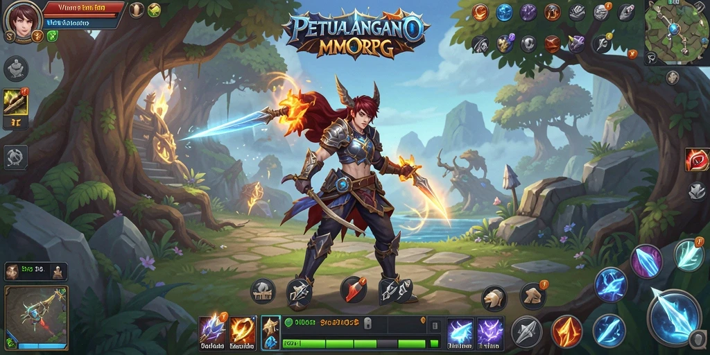 Tampilan utama gameplay VIO77 yang menampilkan pertempuran epik MMORPG.